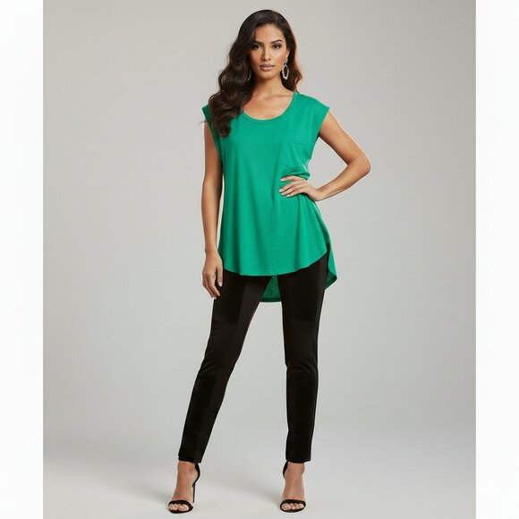 Aritzia Wilfred Free Linen Muscle T-shirt Tee Sleeveless Green Size XXS - Picture 3 of 10